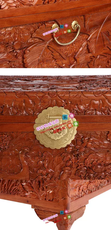 Elm hộp đám cưới hộp đám cưới chạm khắc hộp quần áo gỗ rắn hộp hồi môn lưu trữ hộp gỗ rồng và phượng đôi hạnh phúc đặc biệt - Cái hộp thùng gỗ sồi 100 lít