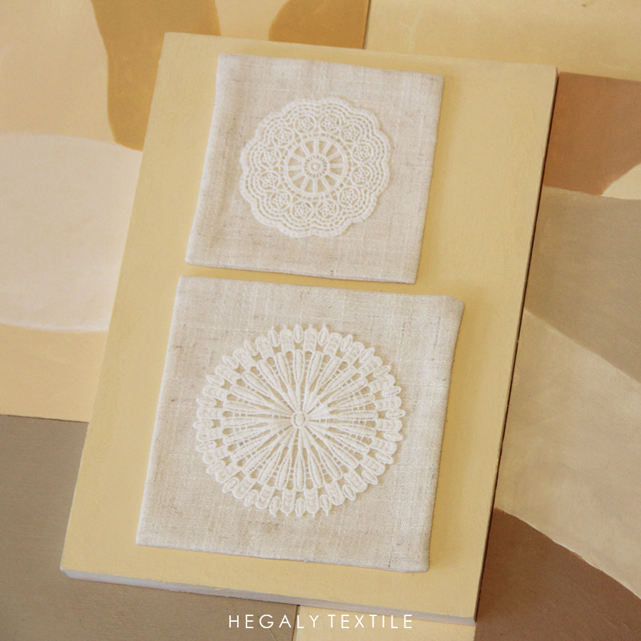 HEGALY ) embroidery coaster linen handmade Japanese insulation mat photo props double layer ins creative lace