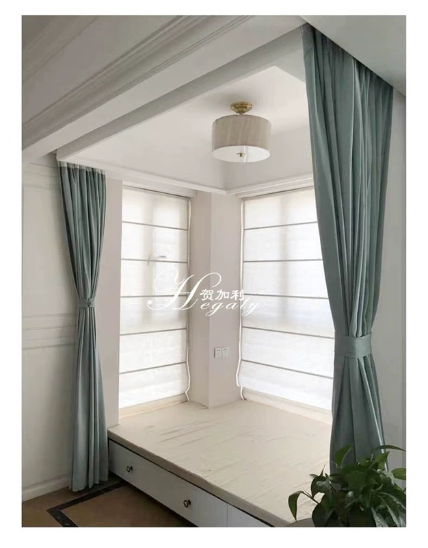 HEGALY | Cotton màu be Roman rèm hoàn thành tự nhiên rèm nâng B & B cafe vải rèm - Phụ kiện rèm cửa