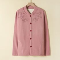 Front opening autumn clothes womens single warm clothes open cardigan warm clothes grandma thick heating underwear mother open chest top