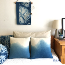 ) ▋ capable) ▋ manual tie-dye Aizen-cotton pillow pillow in the distant 45X 45cm BZ8