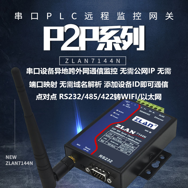 Wireless serial port server Serial port RS232 485 422 to Wifi P2P ZLAN7144N