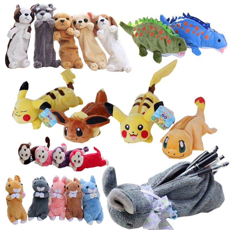 Six-sum bag animal plush puppies Duckachu Rabbit Large Capacity Pencil Bag Men's Pencil Case