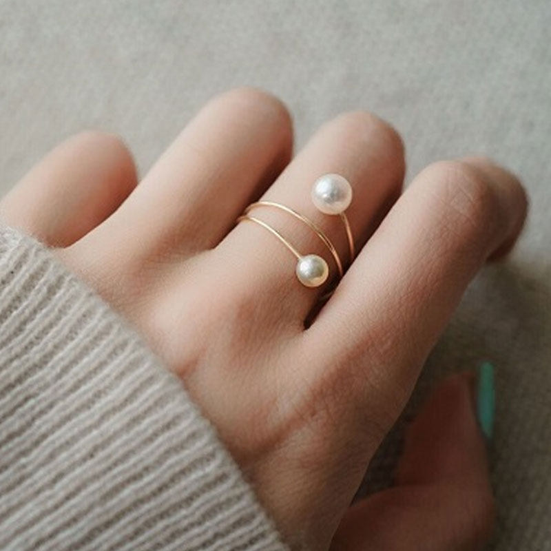 Wuxiang Zhai recommends 18k gold extremely simple two-color akoya pearl opening fine ring female