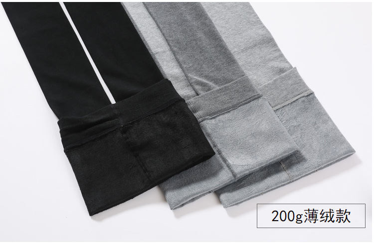 Quần lửng cotton mùa xuân và mùa thu vớ phụ nữ mặc màu xám cộng với vớ nhung dày bước chân giảm béo chân dày vớ nữ