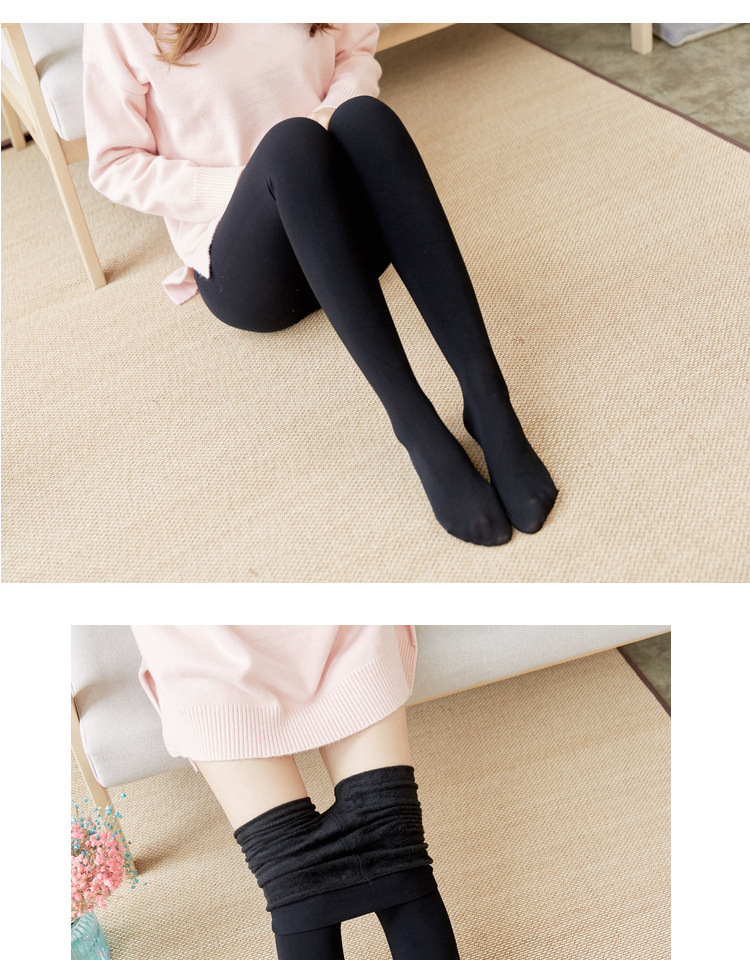 Cộng với quần lửng nhung mỏng cashmere dày mùa thu và mùa đông chân mỏng nhẹ chân da màu da vớ phụ nữ dày ấm tất dệt kim