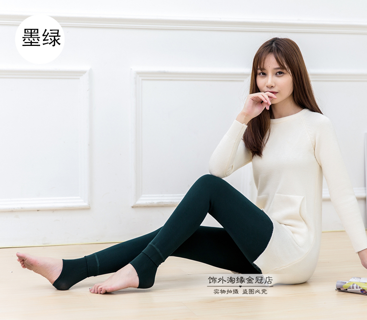 Quần cạp cao và chân nhung, mùa thu đông dày, vớ ấm, xà cạp mỏng, nữ, cộng vớ, vớ đáy tất trắng