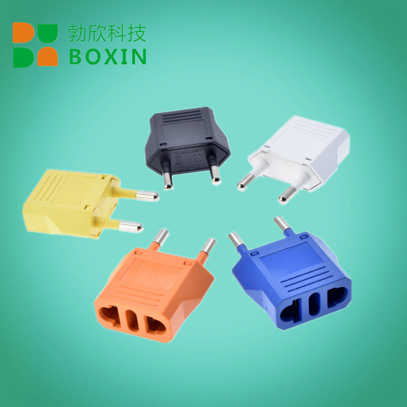 European standard converter power conversion socket flat to round two round feet can be plugged into national standard American Australian standard plug