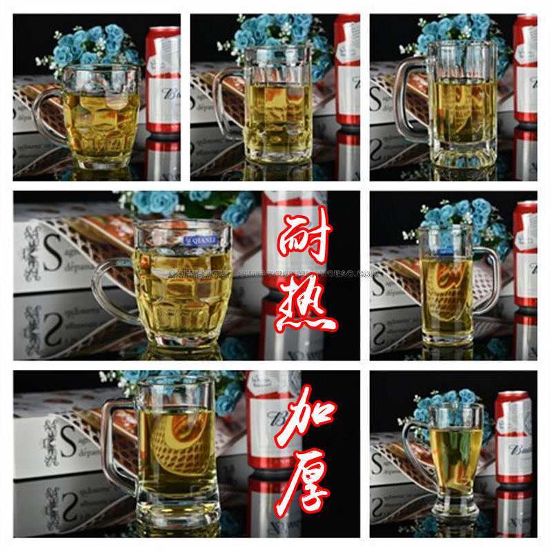 Thickened glass cup with handle, heat-resistant cup, oversized beer cup, milk cup, juice cup