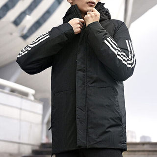 阿迪达斯黑色棉服男冬季新款大码保暖棉袄运动加厚外套男装防风衣