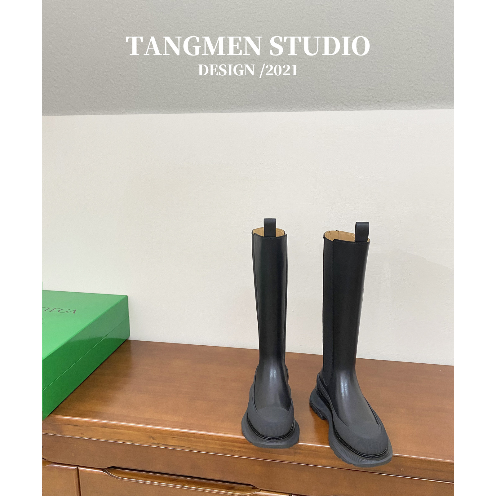 Boots children 2021 Autumn new long boots Goethe Macquin Long cylinder boots genuine leather thick bottom heightening Slim High Cylinder Riding Boots