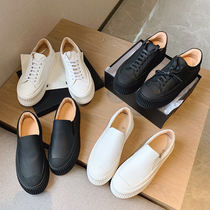 Net red with the same muffin thick-soled white shoes womens 2020 new spring and summer wild leather lace-up womens shoes casual shoes