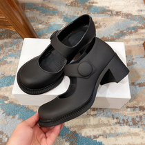 mona the same Mary Jane shoes black thick heel shoes 2019 autumn and winter new single shoes round head patent leather doll shoes