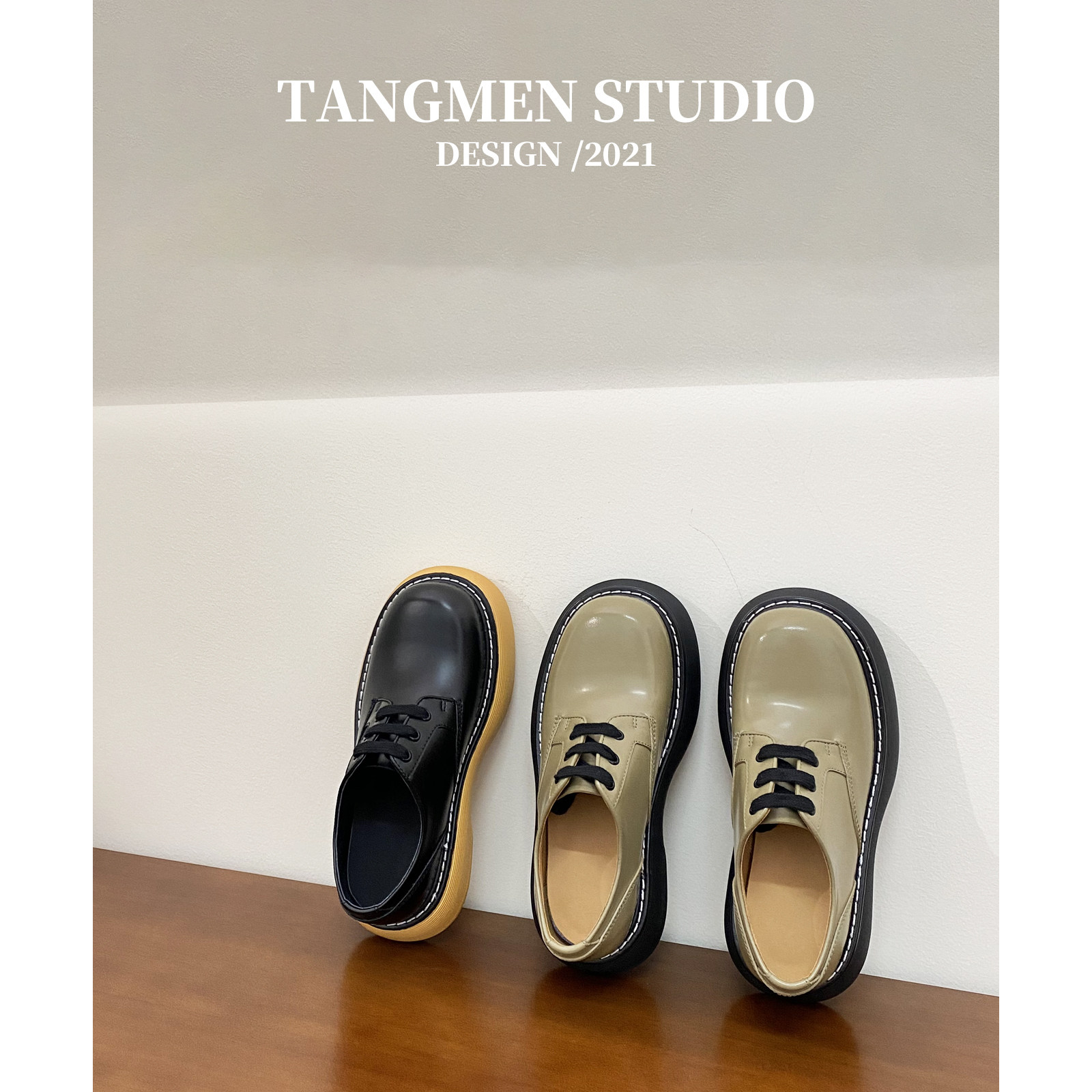 Shoes Children 2021 New thick bottom Inlan wind small leather leather leather Leather Head Lefu Shoes Lace FAR BV Single Shoe