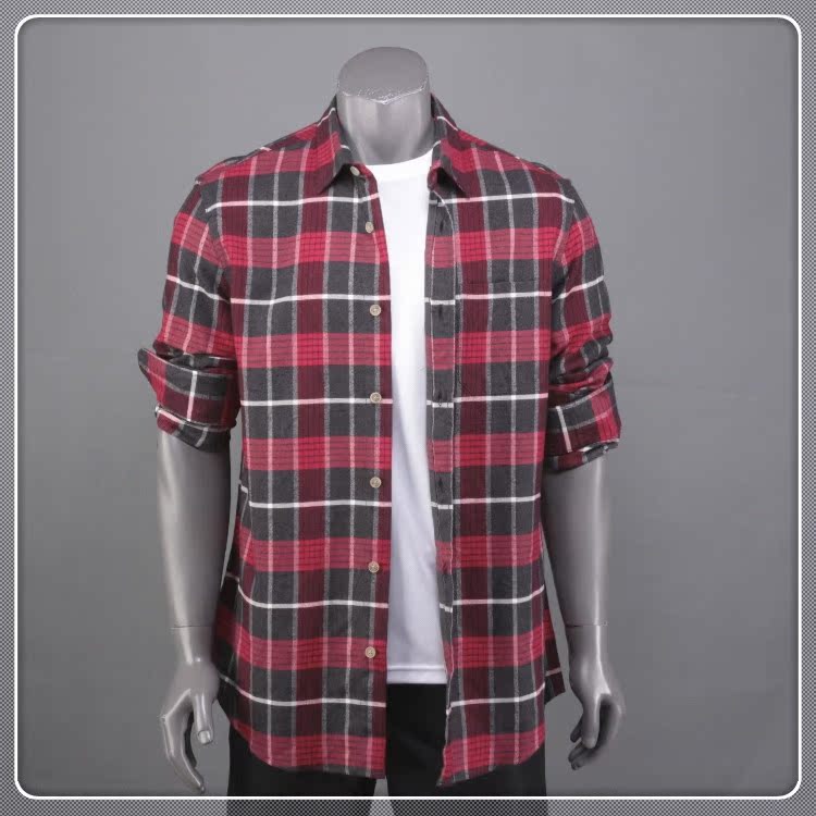 Hàng hóa rất mạnh mẽ Châu Âu và Hoa Kỳ đơn mùa xuân và mùa thu cotton nam Flange giản dị áo sơ mi dài tay áo sơ mi công sở