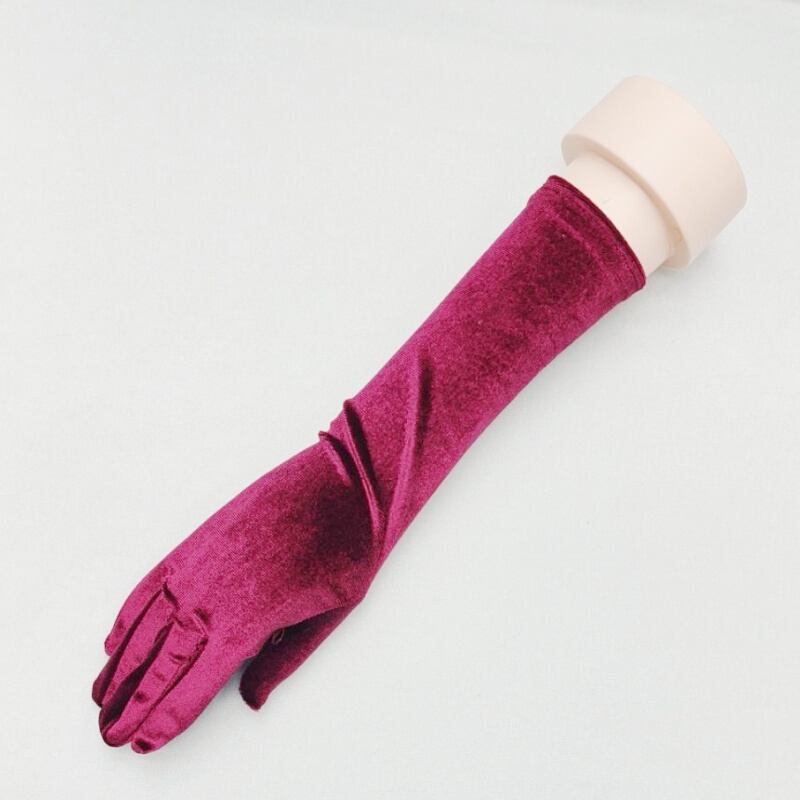 Girls' Velvet Gloves, Retro Gold Velvet, Velvet Performance, Host, Model, Catwalk Dress, Mid-Length Gloves