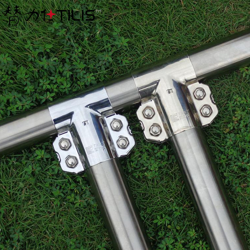 One inch and half 48 pipe joints 304 Sleeves Guard Rail Fence Bracket Key Lock Stainless Steel Tee