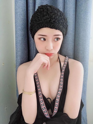 Korean version of fashion big size sunscreen not Leehead long hair care ear repair face increasing beauty and lovely spa swimming cap woman