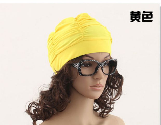 Vải thời trang Hàn Quốc xếp li kích thước lớn XL dài tạo bọt vải mùa xuân mũ bơi unisex mũ bơi mùa xuân nóng mũ bơi lining