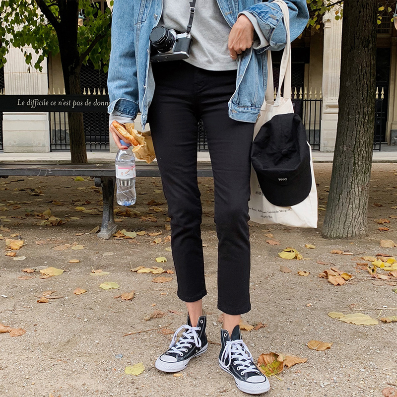 Black 100 lap 90% Jeans Woman Spring Autumn Fat Mm Loose Straight Cylinder Large Size High Waist Elastic Exo Slim 100 Lap Pants