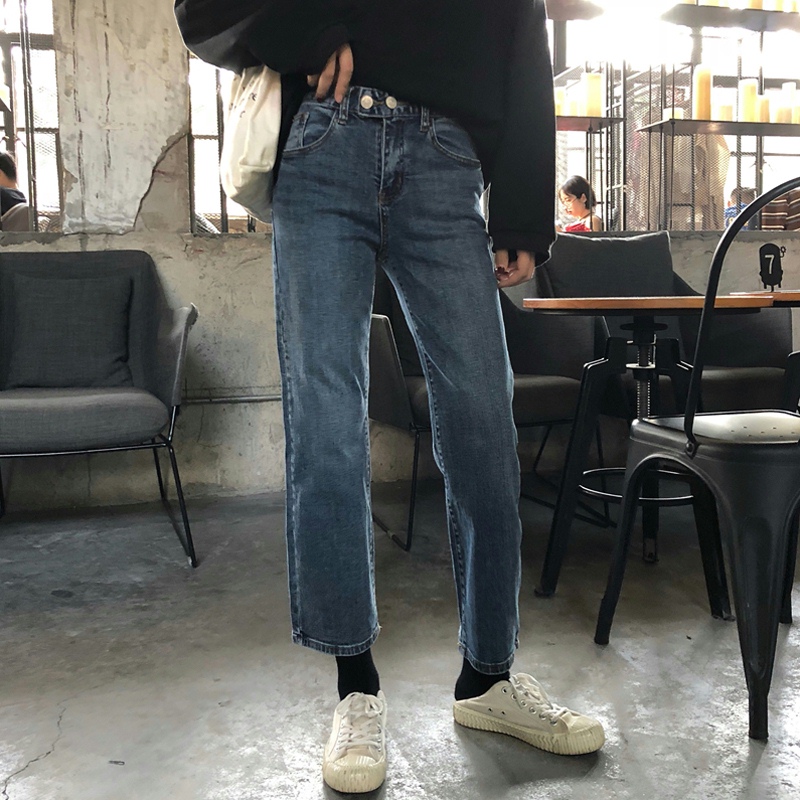 Pear Shape Pants Children Spring Fall Large Size 90% Pants Fat Younger Sister Mm High Waist Display Slim Loose Straight Cylinder Jeans Tide