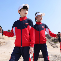 2021 new long sleeve school uniform spring and autumn set middle school students first grade primary school red and white sportswear three sets