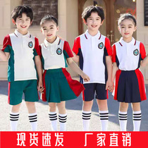 Kindergarten garden clothes summer clothes British style cotton short sleeve set summer sportswear school uniforms class clothes customization