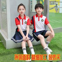 Childrens kindergarten Garden uniforms summer green short-sleeved shorts sports English school uniforms set primary school uniforms summer uniforms
