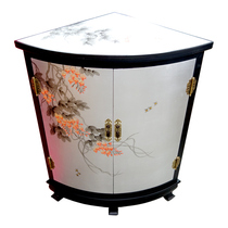 Yangzhou Lacquer Carving Network New Classical Chinese Style Lacquer Art Home Decoration Silver Painted Flowers and Birds Double Door Triangular Cabinet Customization