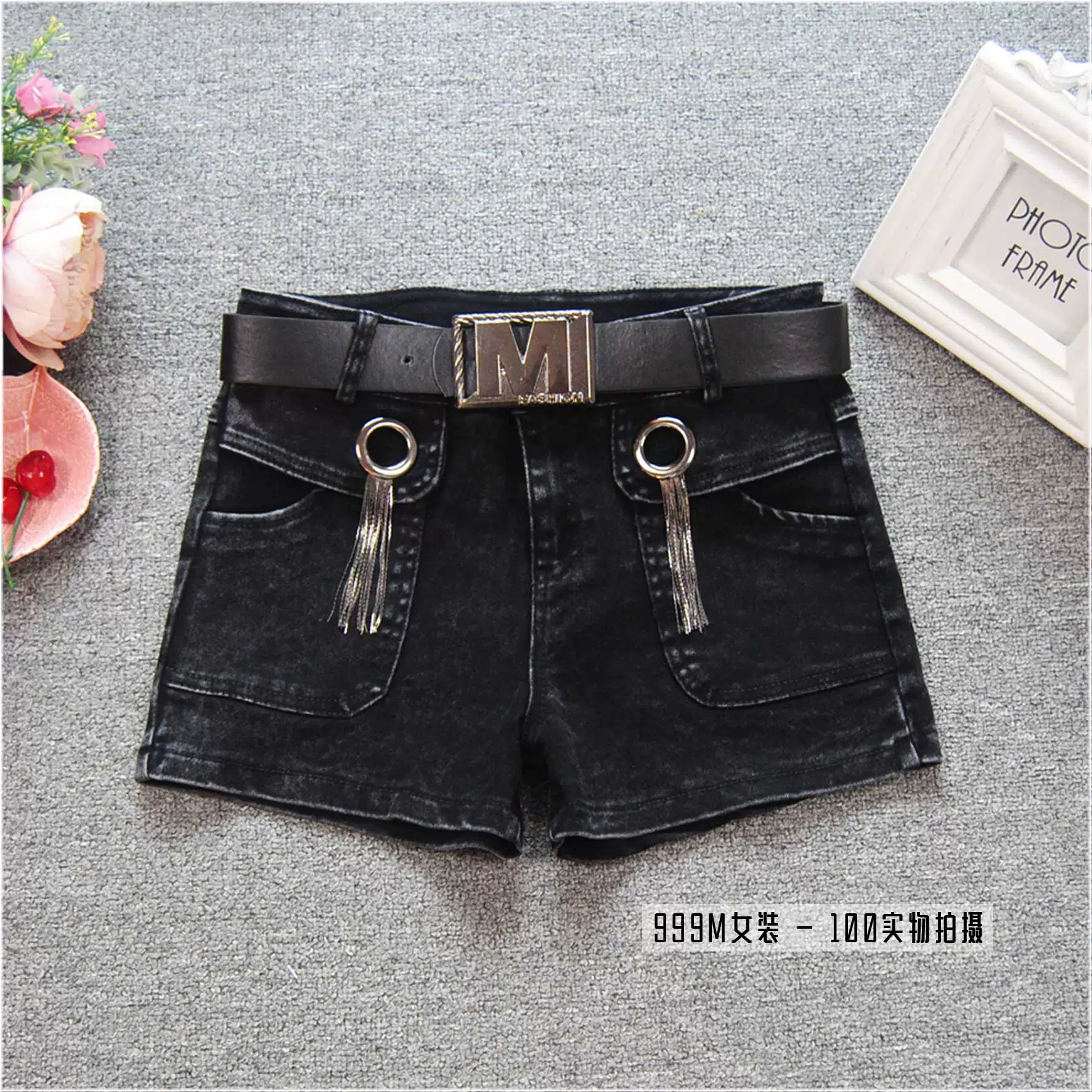 Quần short denim tối màu nữ mùa xuân và hè mới thời trang nữ phiên bản Hàn Quốc của quần short eo siêu ngắn quần tuyết bông tuyết quần nóng quần quần - Quần jean