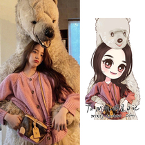 Ouyang Nana The same pink round neck knitted cardigan sweater women wear a single-breasted casual loose jacket in autumn and winter