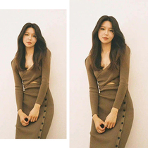 2021 Autumn New Star Cui Xiuying with autumn slim high feel hip knit atmosphere dress