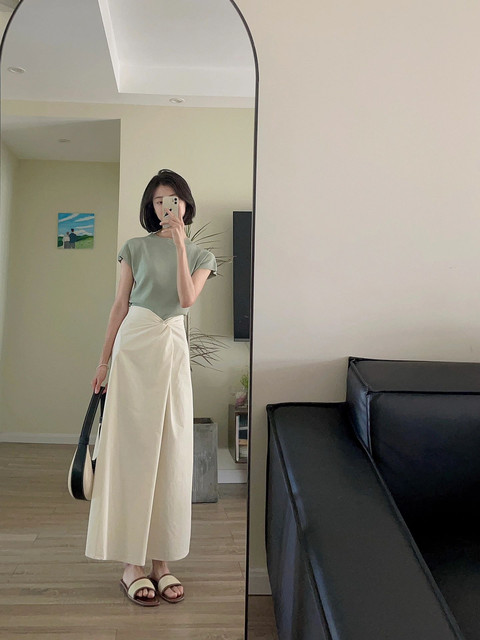 Star diary white kink high waist temperament suit dress women summer new slim mid-length skirt