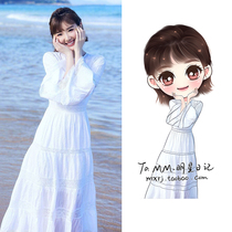 Thirty years old Mao Xiaotong with the same white dress waist thin temperament long skirt women 2021 new spring summer