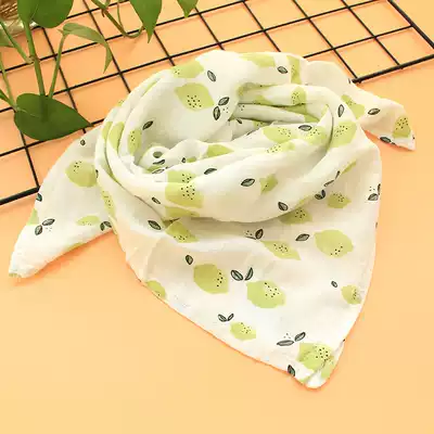 Spring and summer super soft bamboo cotton gauze scarf baby large triangle towel cotton saliva towel children's headscarf thin square scarf