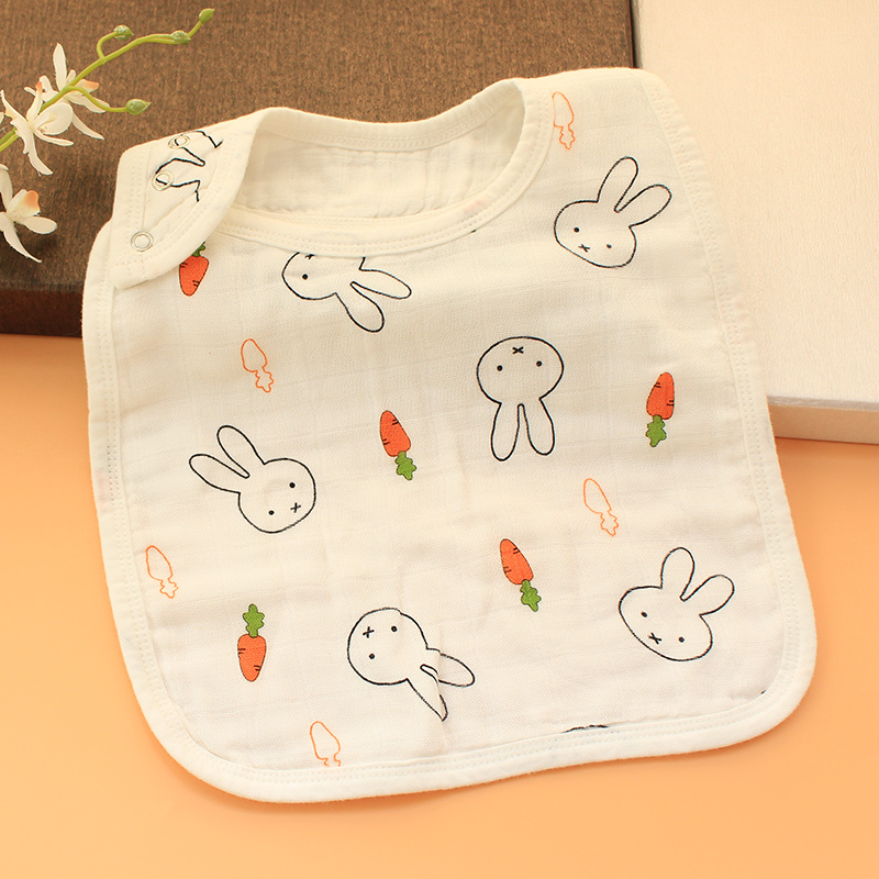 Soft spring and summer baby gauze saliva towel thin section breathable large bamboo cotton bib boy baby meal non-staple food bib