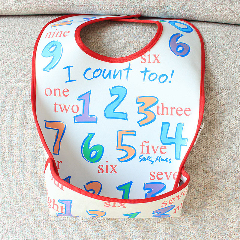 Step up cute eating surrounding pocket kindergarten free of washing and waterproof can wipe children cartoon large number baby eating solid bib