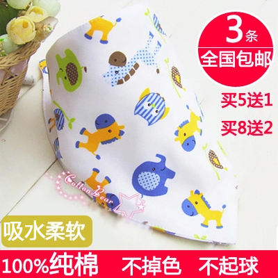 Pure cotton baby triangle towel Baby saliva towel Large bib dark button Children's double cotton scarf 3