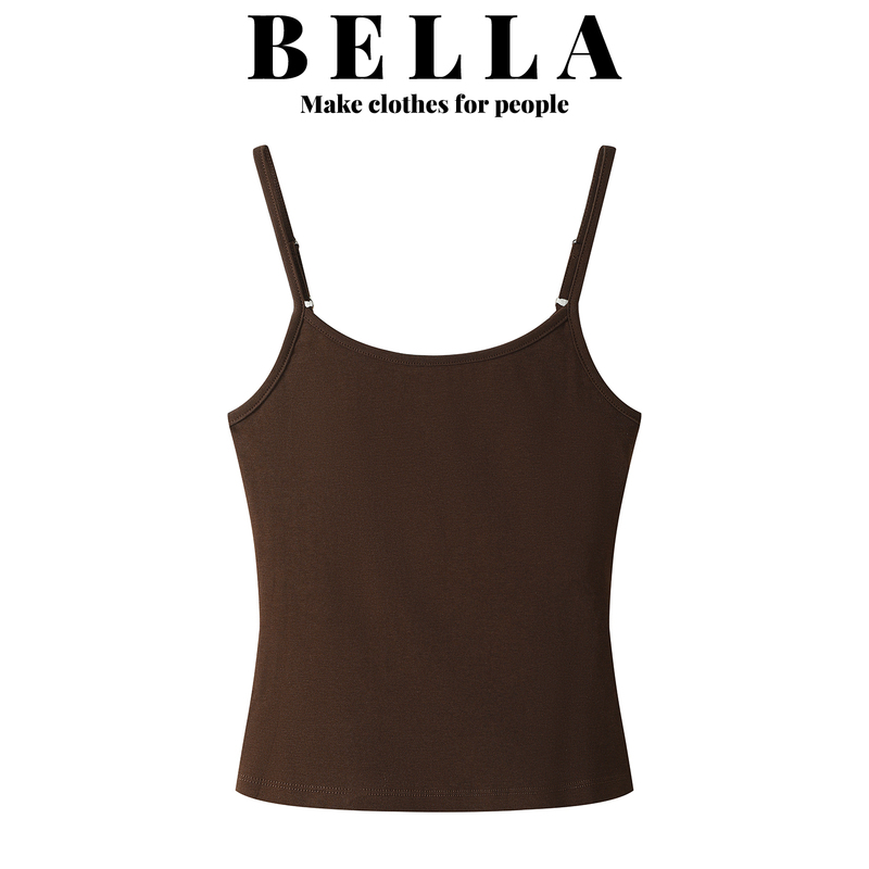 Bella American Retro Brown Camisole for Women, Summer Hot Girl Inner Wear, Slim Fit Short Top for Layering or Wearing Alone