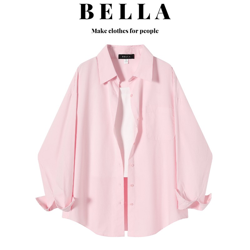 Bella Pink Sun Protection Shirt Jacket for Women 2026 Summer New Thin Shirt Outerwear Loose Long-Sleeved Top Bella Pink Sun Protection Shirt Jacket for Women 2026 Summer New Thin Shirt Outerwear Loose Long-Sleeved Top