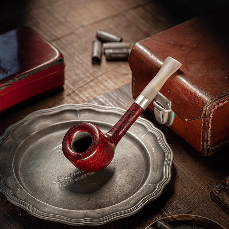 Dahan Pipe Original Pencil Holder Small Handmade Straight Pipe Imported Briarwood Silver Inlaid Gentleman Retro Portable