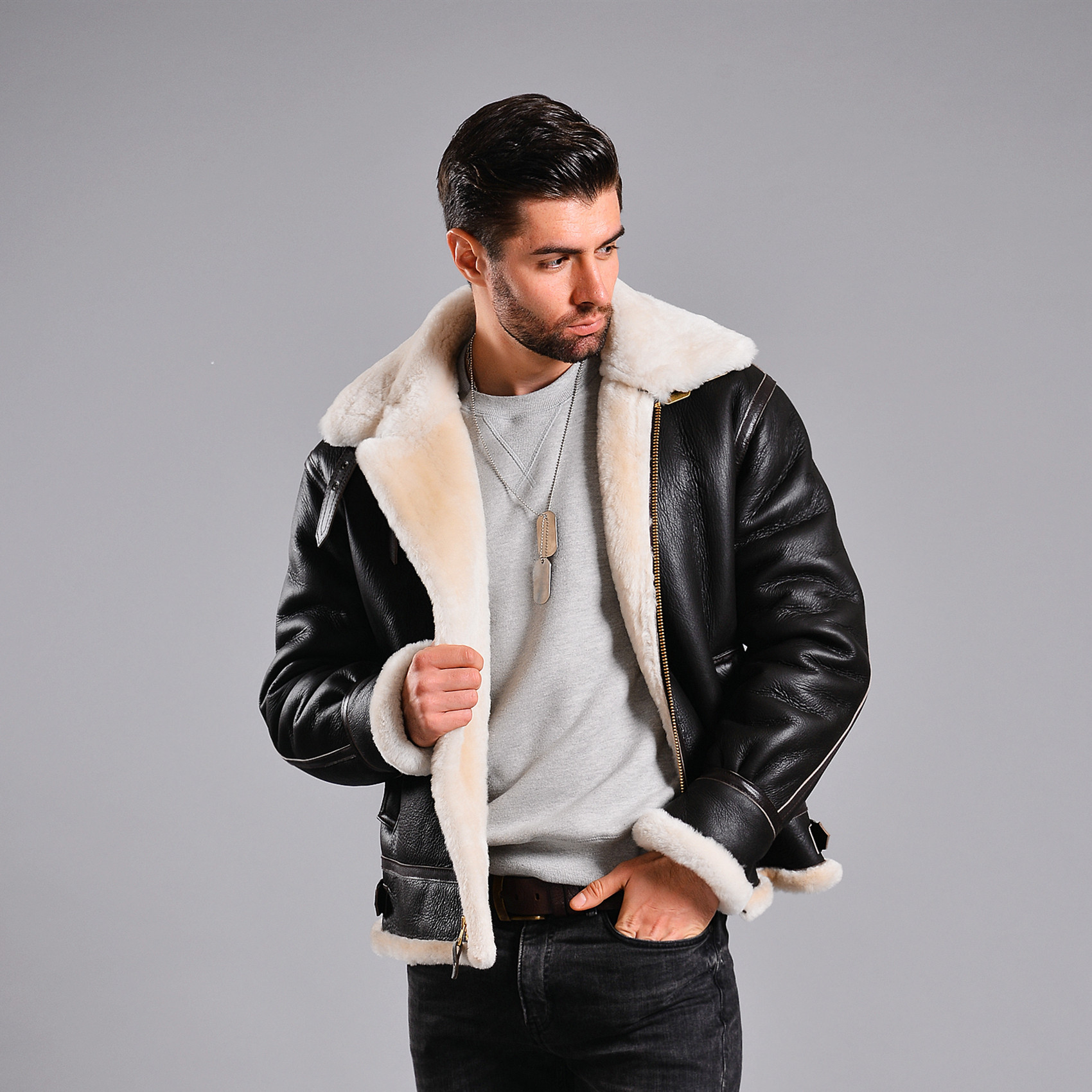 Imported Male American Made Aviation B3 Flight Leather Coat COCKPIT Fur Integrated B-3 Thickened Genuine Leather