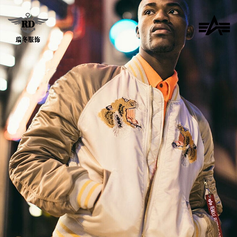 Alpha Industries ALPHA Outdoor MA1 Gold Tiger Limited Edition MA-1 Embroidered Commemorative Bomber Jacket Men