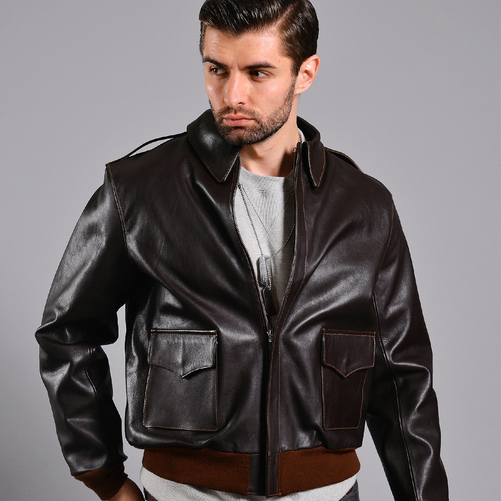 American imported the original World War II A2 flying leather clothes high - end mixed jacket male aviation