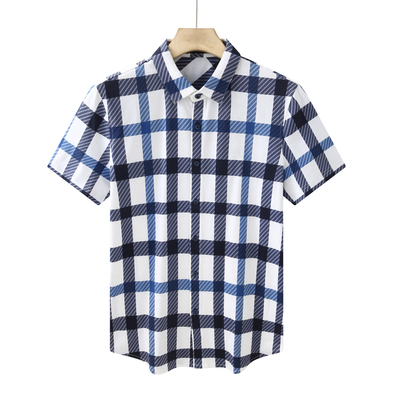 Ca929 Kanudilu Summer Men's Short-Sleeved Knitted Shirt Cotton Cardigan Casual Business Top Elastic Ca929 Kanudilu Summer Men's Short-Sleeved Knitted Shirt Cotton Cardigan Casual Business Top Elastic