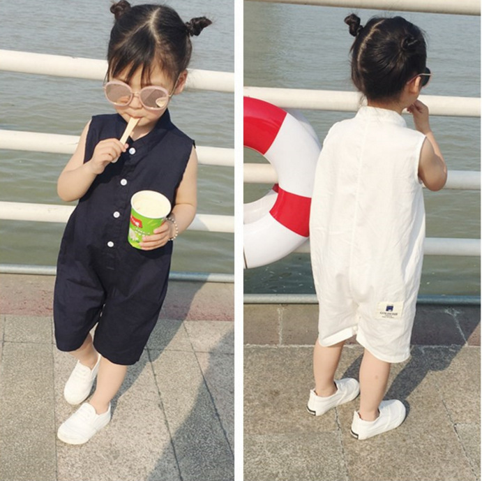 Bé jumpsuit mùa hè phần mỏng 2018 cô gái mới jumpsuit yếm bé trai mùa hè phiên bản lỏng lẻo của jumpsuit đồ bơi cho bé gái