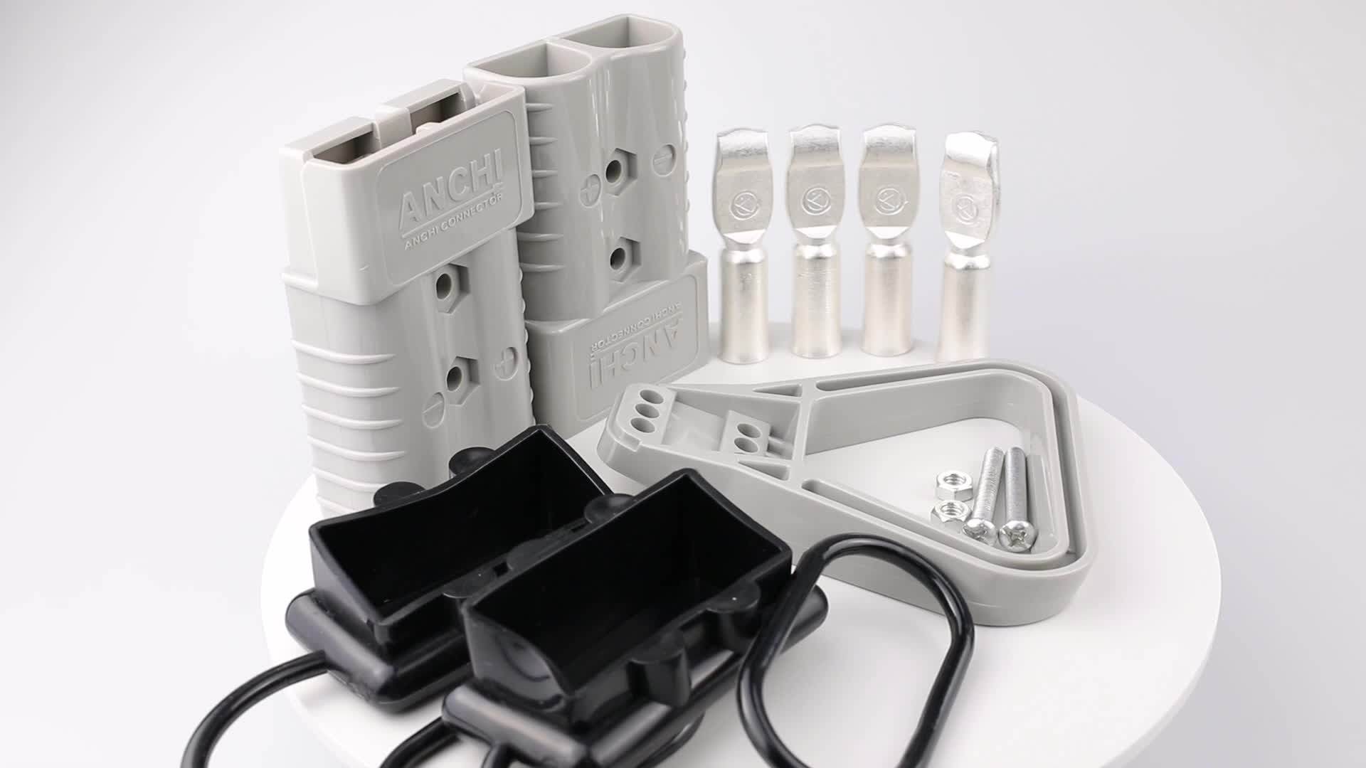 Connecteur Batterie 350A 2Pcs Gris + Poignée + Couvercles Anti-Poussière