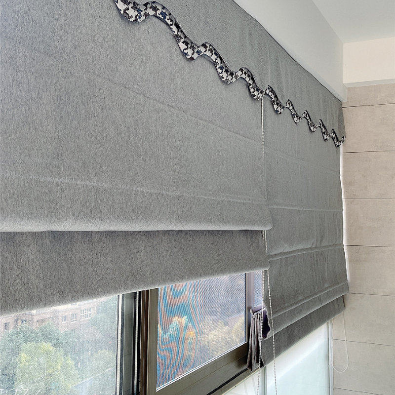 New cotton-colored small window full-shading double layer thickening window open window roma curtain customization