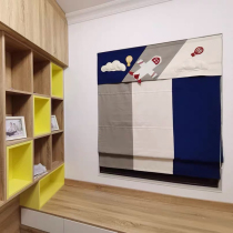 Batman lifting curtain Childrens room window open in the boys bedroom Roman curtain roller shutter shading bay window roll-pull type