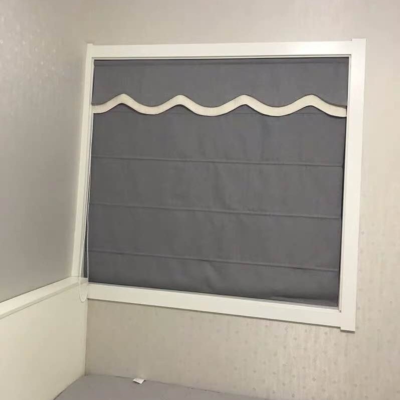 New American Japanese style minimalist pure colour cotton hemp cloth Venetian colour folding Roman curtain lifting curtain set to shade